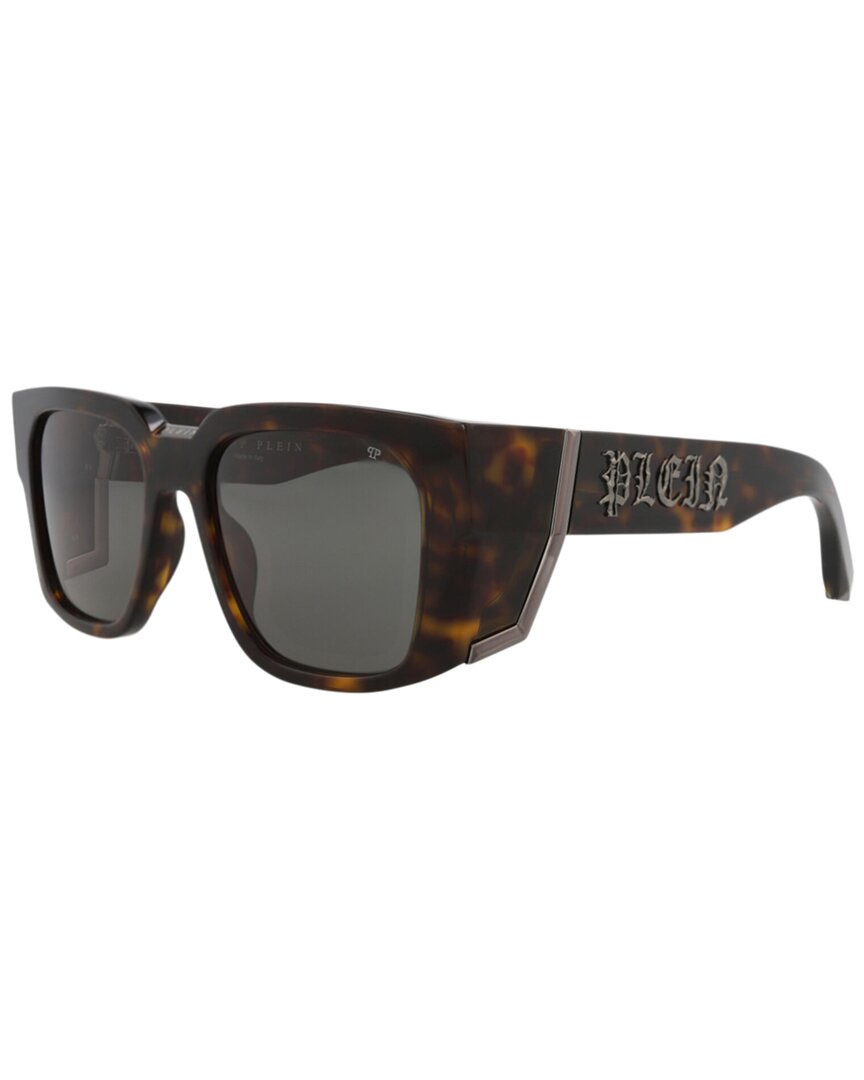 Philipp Plein | Mens | 54mm Sunglasses | Shiny Dark Havana | Grey Tinted Lens