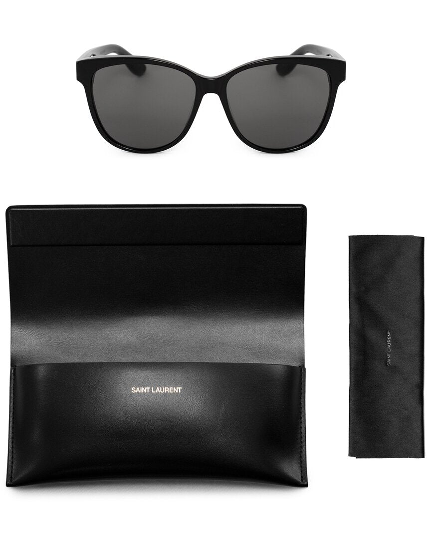 Saint Laurent | Womens | SL23 58mm Sunglasses | Black | Grey Lens