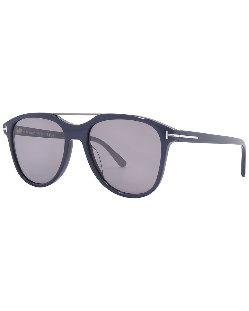 Tom Ford | Mens | FT1098 54mm Sunglasses | Shiny Blue | Smoke Mirrored Lens