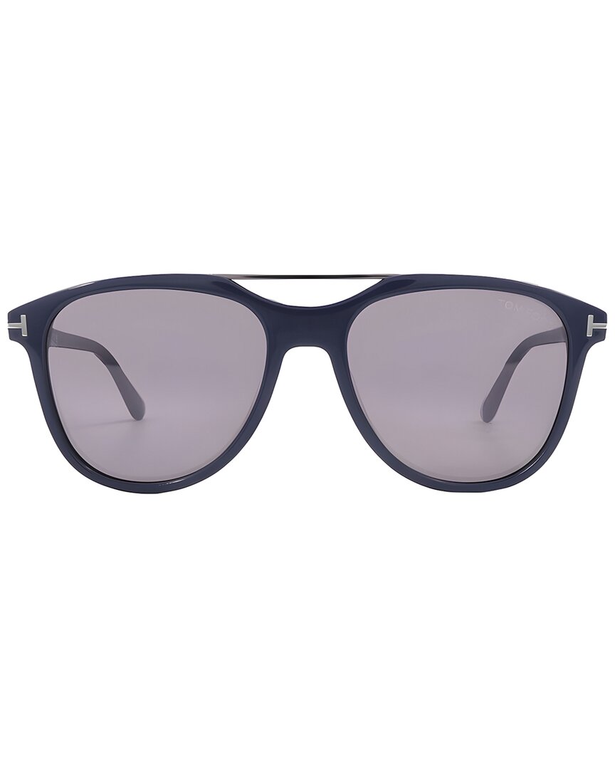 Tom Ford | Mens | FT1098 54mm Sunglasses | Shiny Blue | Smoke Mirrored Lens
