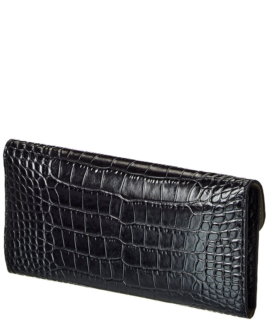 TOTEME | Womens | T-Lock Croc-Embossed Leather Continental Wallet | Black