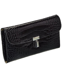 TOTEME | Womens | T-Lock Croc-Embossed Leather Continental Wallet | Black