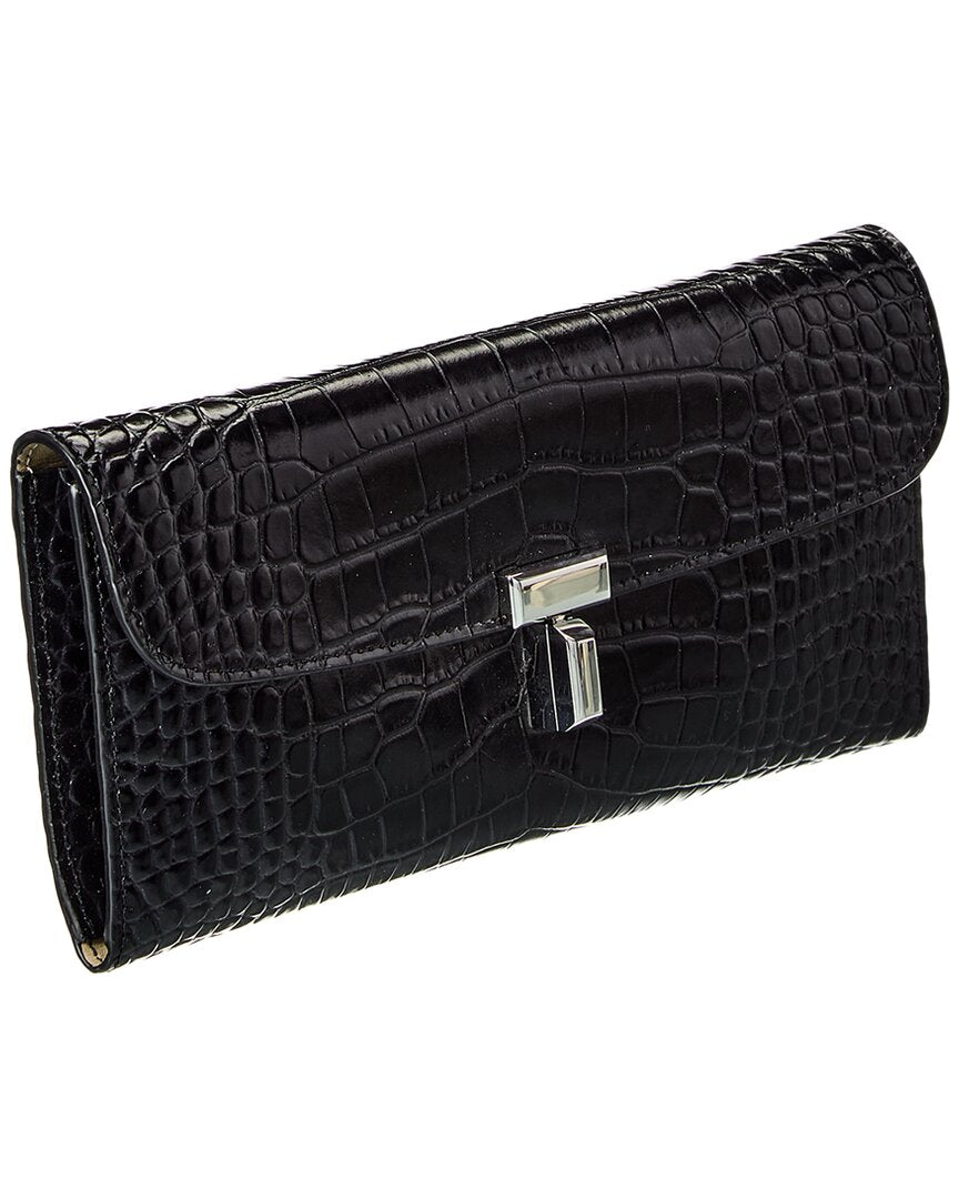 TOTEME | Womens | T-Lock Croc-Embossed Leather Continental Wallet | Black