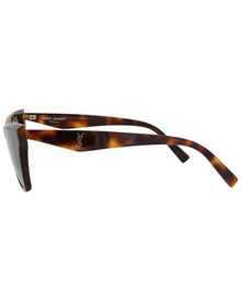 Saint Laurent | Womens | 58mm Sunglasses | Medium Havana | Green Tinted Lens