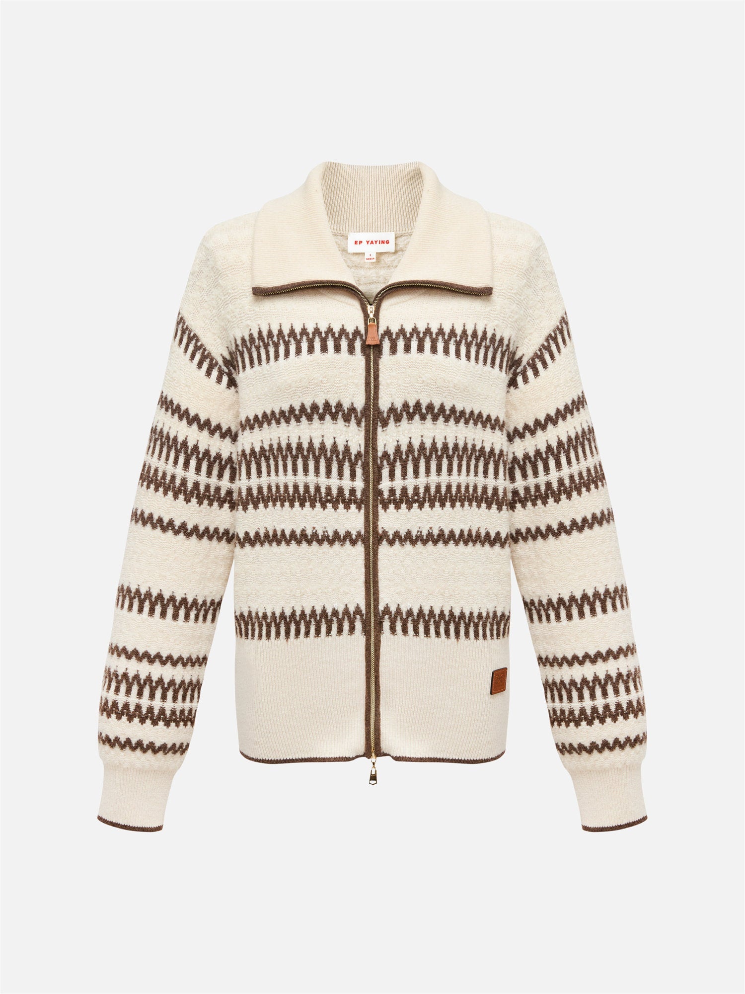 Yak Wool Ethnic-Style Zippered Collar Coat | Beige