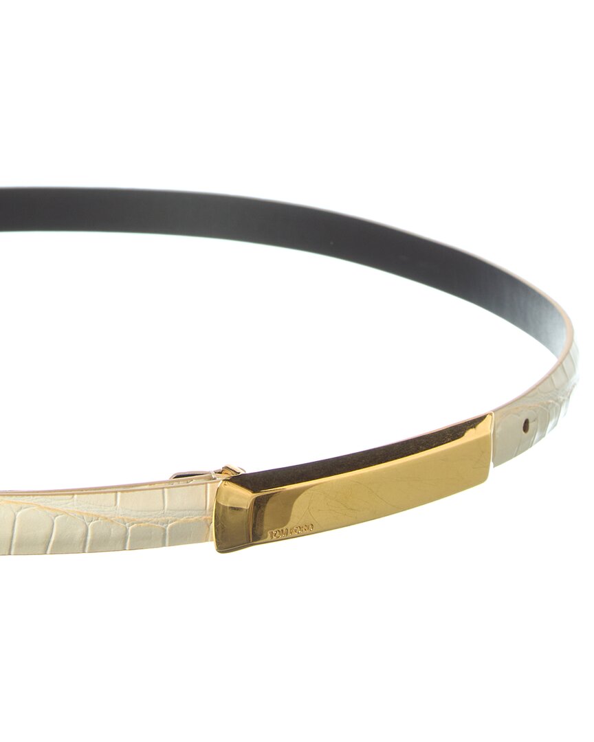 Tom Ford | Womens | 0.6in Wide Leather Belt | White