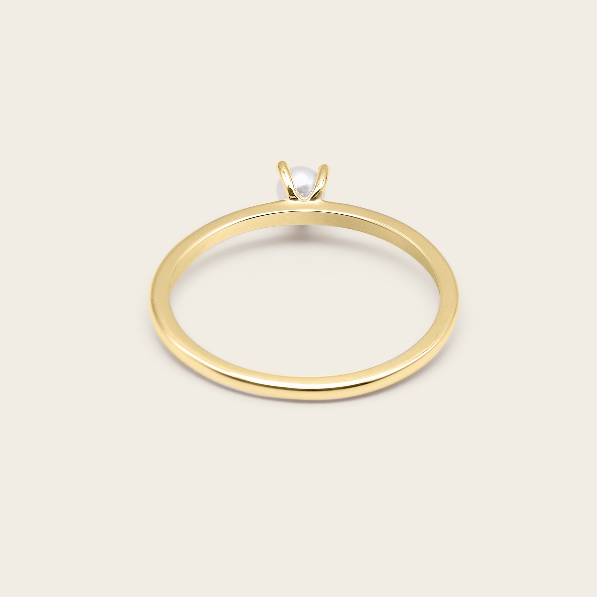 Womens | 14K Solid Yellow Gold | Pearl Slim Stacker Ring | Freshwater Pearls