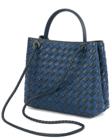 Tiffany & Fred Paris | Womens | Woven Leather & Denim Top Handle Bag | Blue