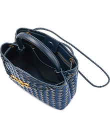 Tiffany & Fred Paris | Womens | Woven Leather & Denim Top Handle Bag | Blue