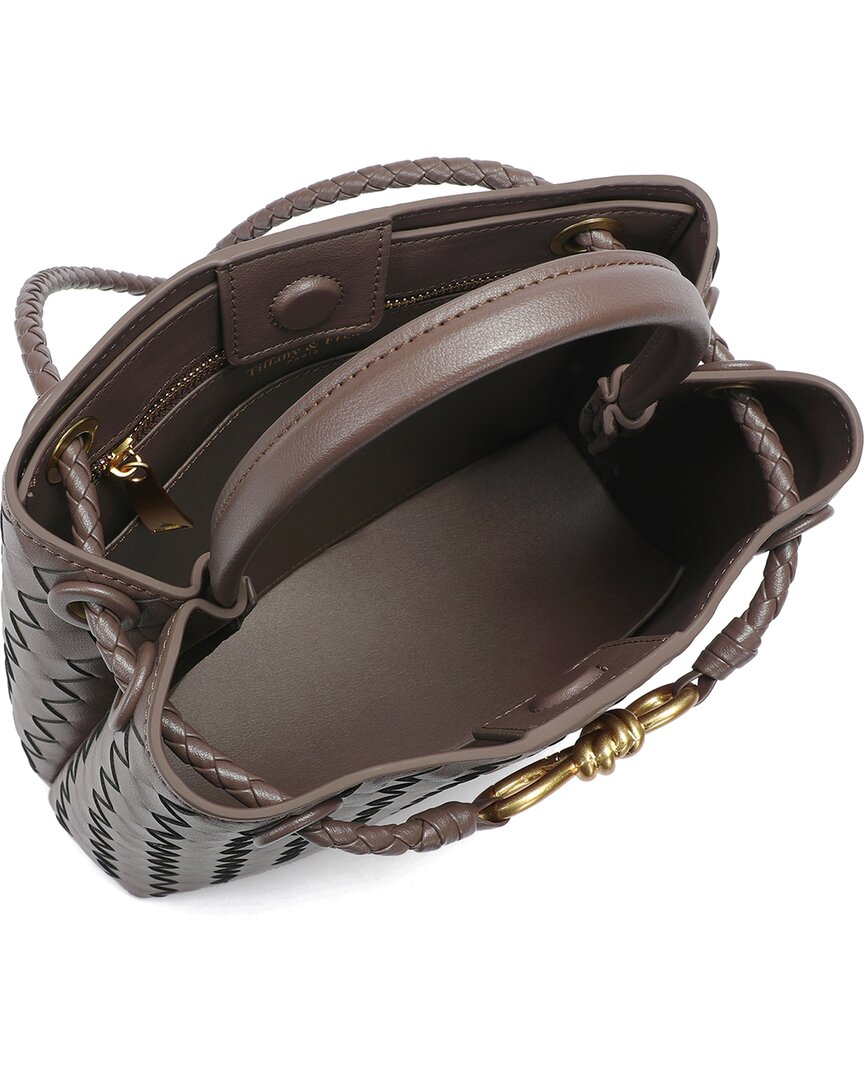 Tiffany & Fred Paris | Womens | Hand-Woven Leather Messenger Bag | Brown