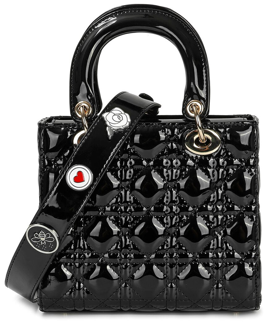 Tiffany & Fred Paris | Womens | Mini Quilted Patent Satchel | Black
