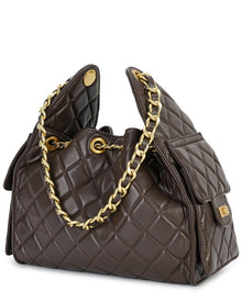 Tiffany & Fred Paris | Womens | Quilted Leather Shoulder Bag | Brown