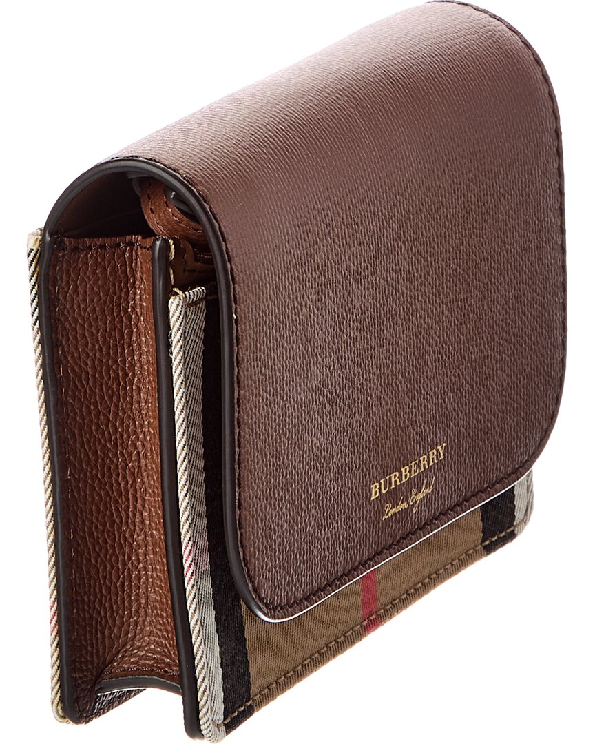 Burberry | Womens | Check Canvas & Leather Crossbody | Brown