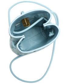 Tiffany & Fred Paris | Unisex | Handwoven Leather Mini Bucket Bag | Blue