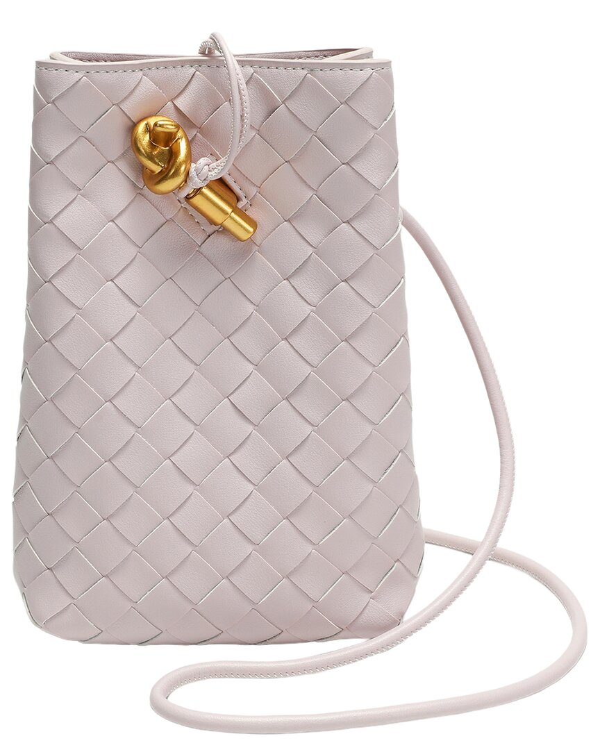 Tiffany & Fred Paris | Unisex | Handwoven Leather Mini Bucket Bag | Pink