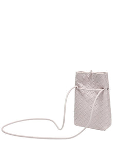 Tiffany & Fred Paris | Unisex | Handwoven Leather Mini Bucket Bag | Pink