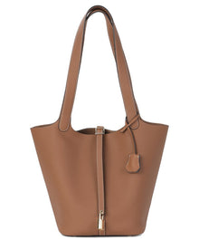Tiffany & Fred Paris | Womens | Pebbled Leather Bucket Tote | Caramel
