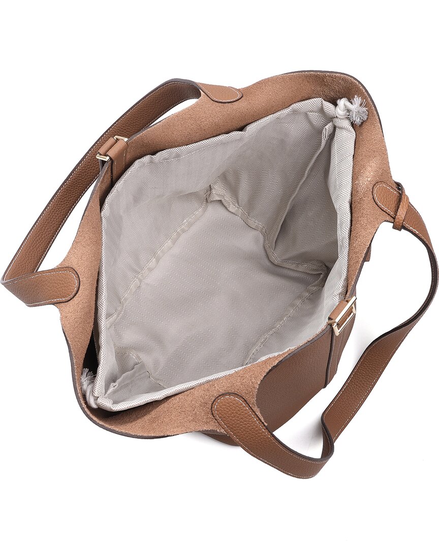 Tiffany & Fred Paris | Womens | Pebbled Leather Bucket Tote | Caramel