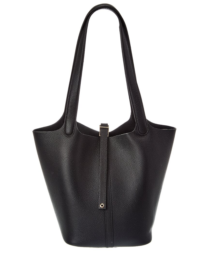 Tiffany & Fred Paris | Womens | Pebbled Leather Bucket Tote | Black