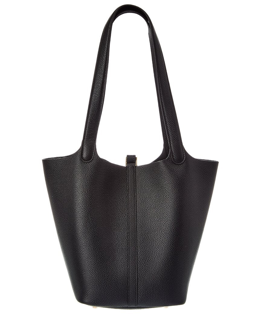Tiffany & Fred Paris | Womens | Pebbled Leather Bucket Tote | Black