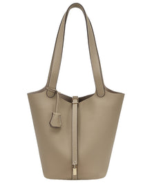 Tiffany & Fred Paris | Womens | Pebbled Leather Bucket Tote | Grey