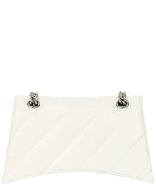 Balenciaga | Womens | Crush Small Quilted Leather Chain Shoulder Bag | White