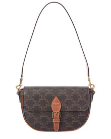CELINE | Womens | Folco Triomphe Coated Canvas & Leather Shoulder Bag | Brown