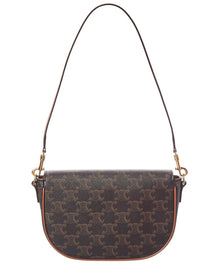CELINE | Womens | Folco Triomphe Coated Canvas & Leather Shoulder Bag | Brown