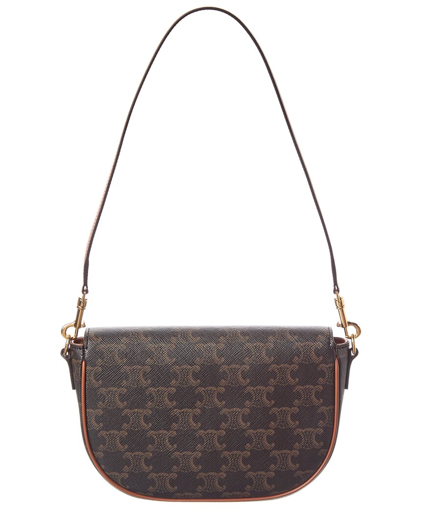 CELINE | Womens | Folco Triomphe Coated Canvas & Leather Shoulder Bag | Brown