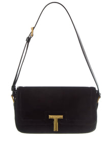 Tom Ford | Womens | Leather & Velvet Shoulder Bag | Black