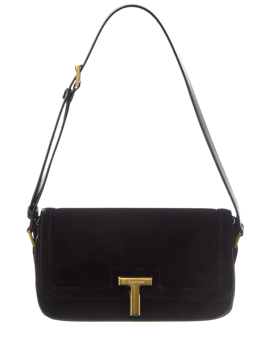 Tom Ford | Womens | Leather & Velvet Shoulder Bag | Black