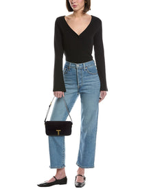 Tom Ford | Womens | Leather & Velvet Shoulder Bag | Black