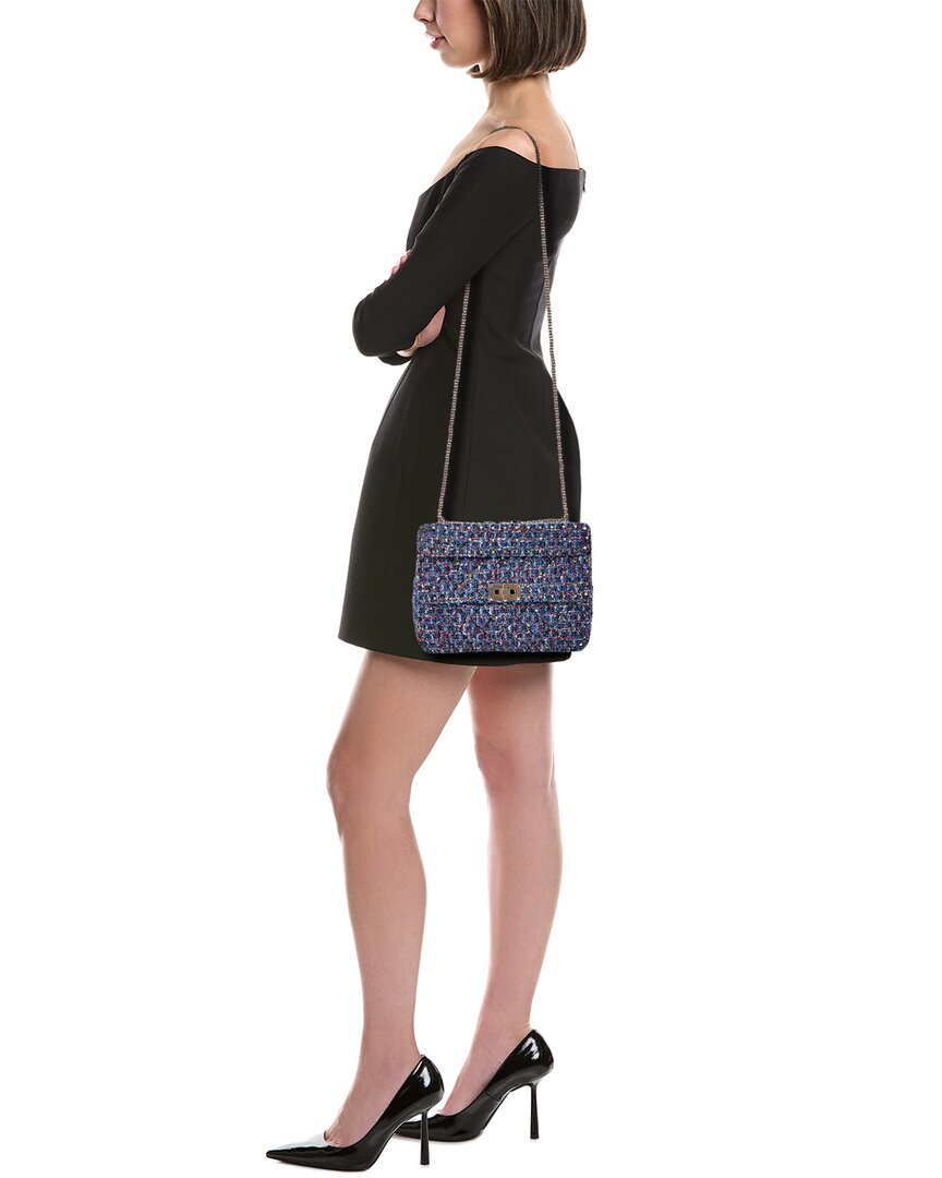 Valentino | Womens | Rockstud Spike Medium Tweed Shoulder Bag | Blue