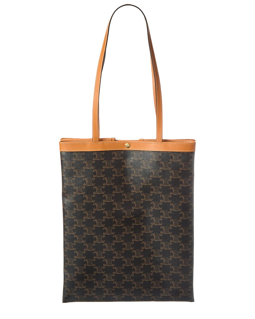 CELINE | Womens | Triomphe Medium Canvas & Leather Tote | Brown