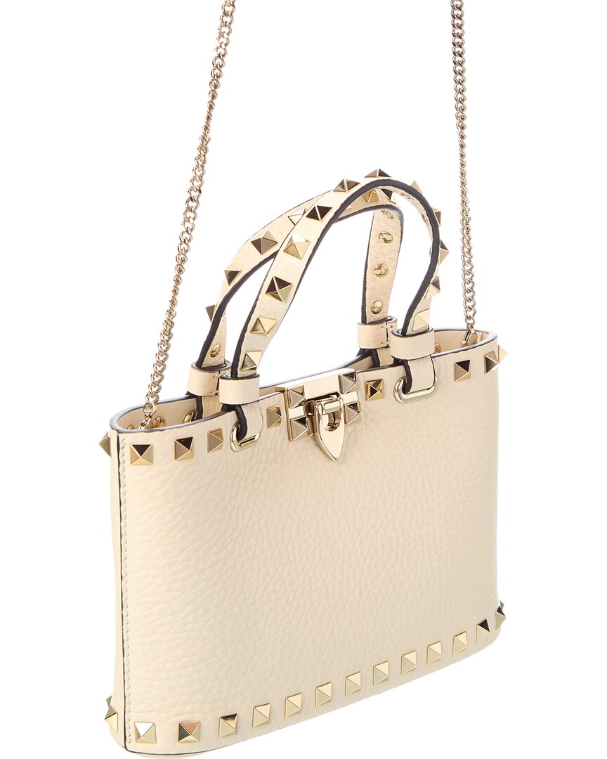 Valentino | Womens | Rockstud Mini Leather Tote | White