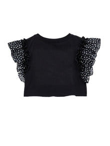 Girls | Rhinestone Jersey Top | Black