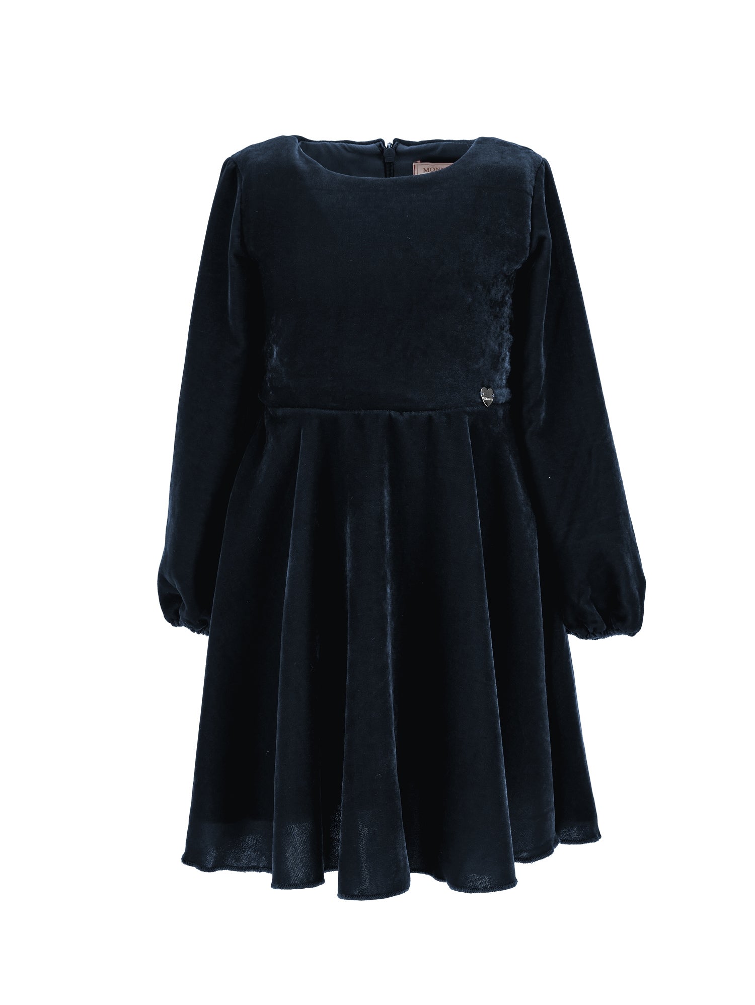 Girls | Smooth Velvet Godet Dress | Navy Blue