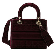 Dior | Pre-Owned Medium Velvet Cannage Lady D Lite | Red/Maroon