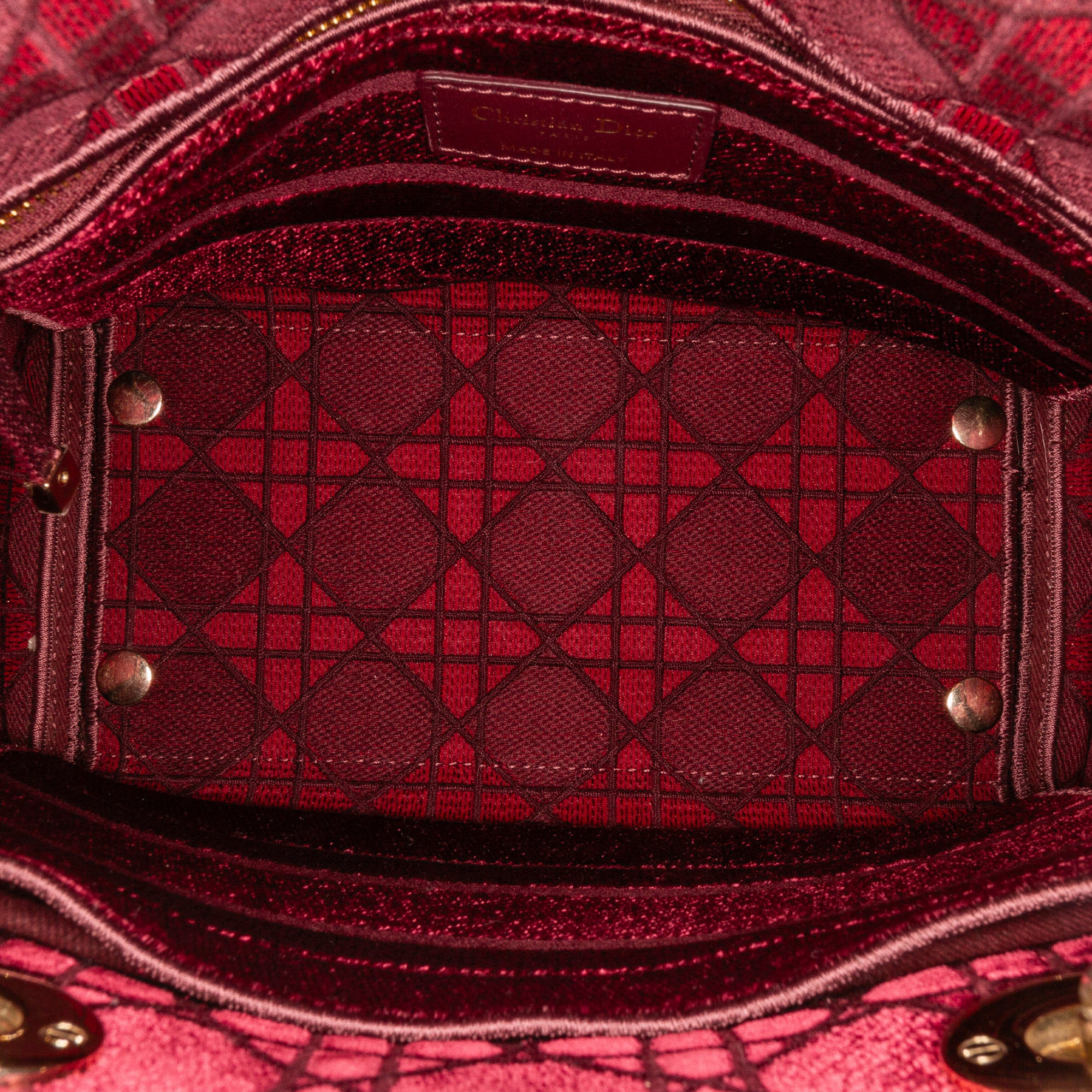 Dior | Pre-Owned Medium Velvet Cannage Lady D Lite | Red/Maroon