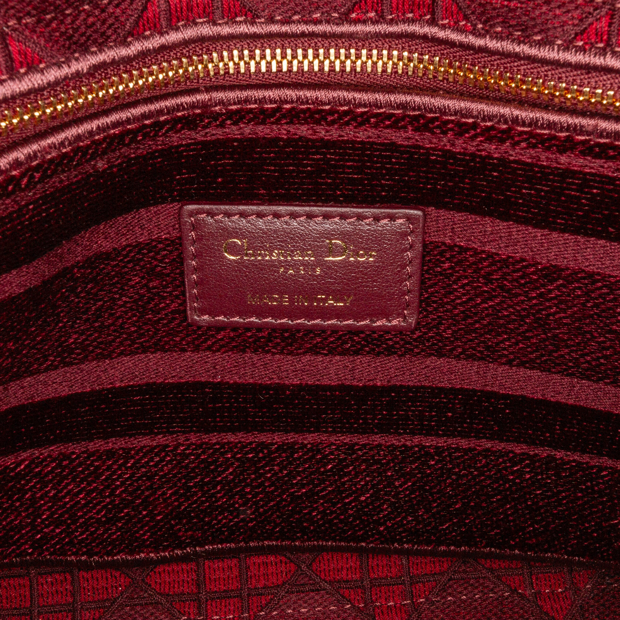 Dior | Pre-Owned Medium Velvet Cannage Lady D Lite | Red/Maroon