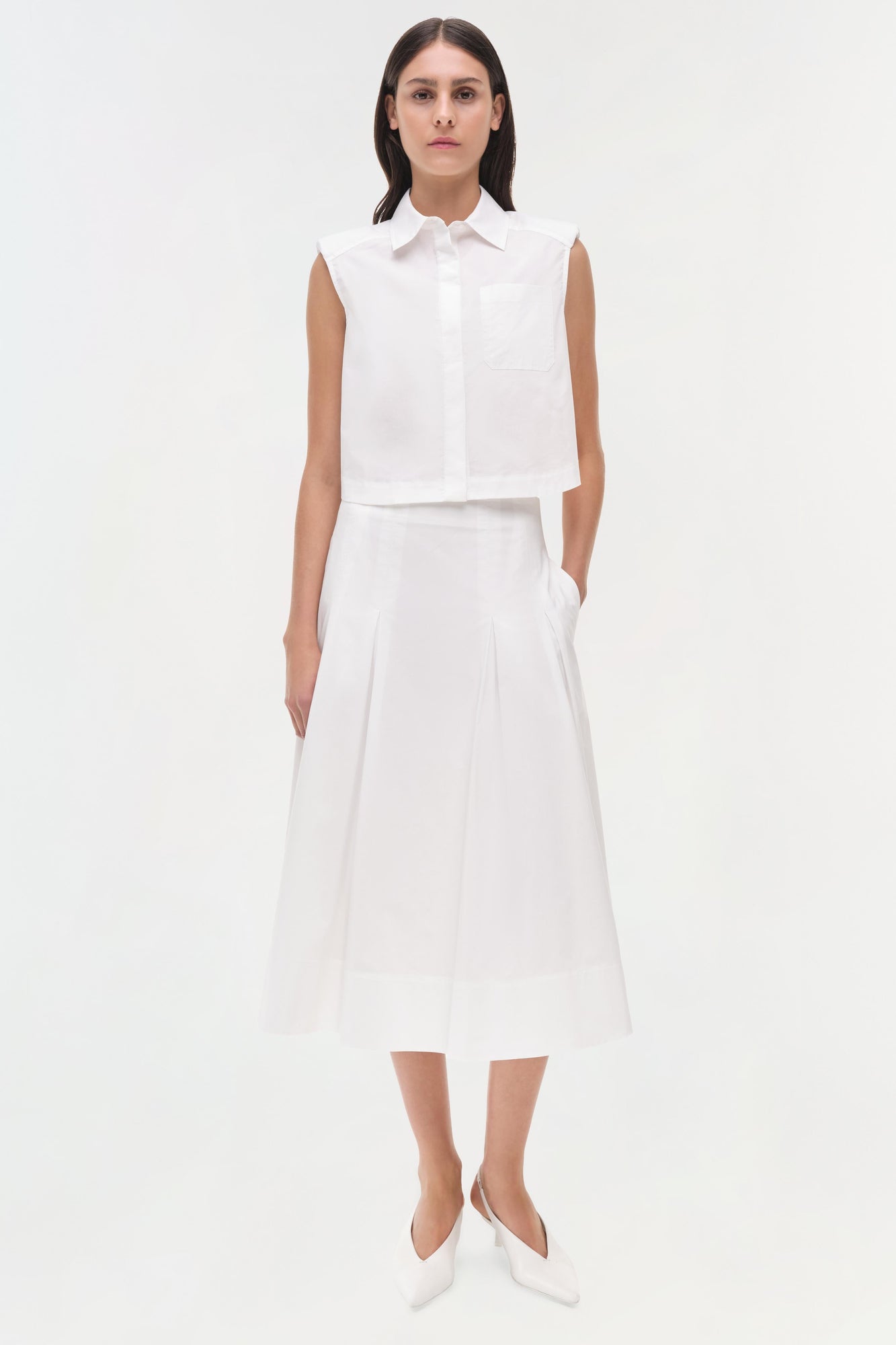 Womens | Samantha Cotton Midi Skirt | White