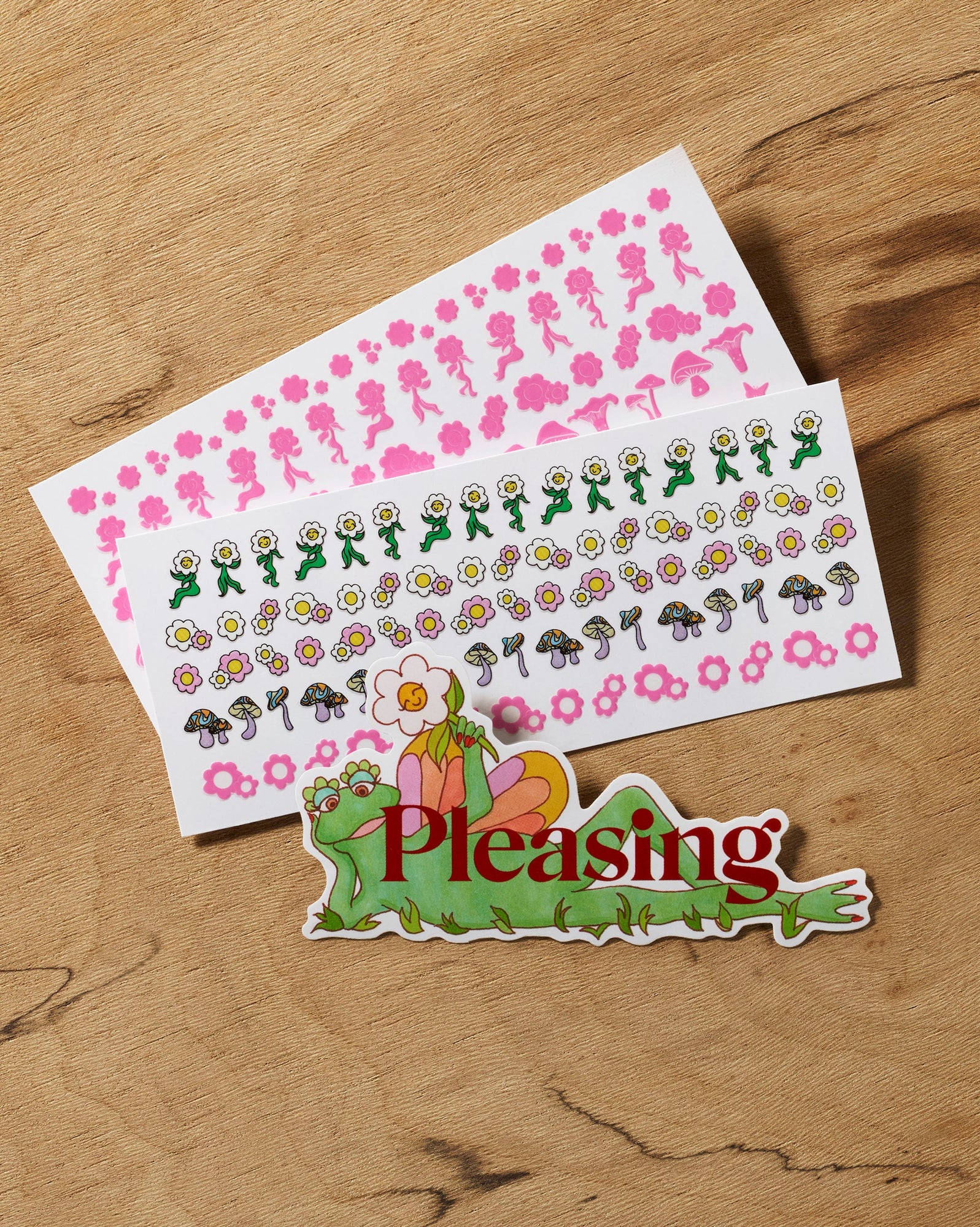 an assorted sticker pack for your nails and a pleasing frog sticker