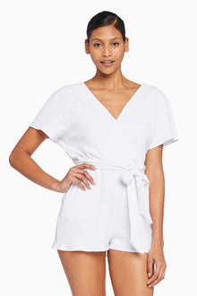 Logan Organic Rib Romper | White Organic Rib