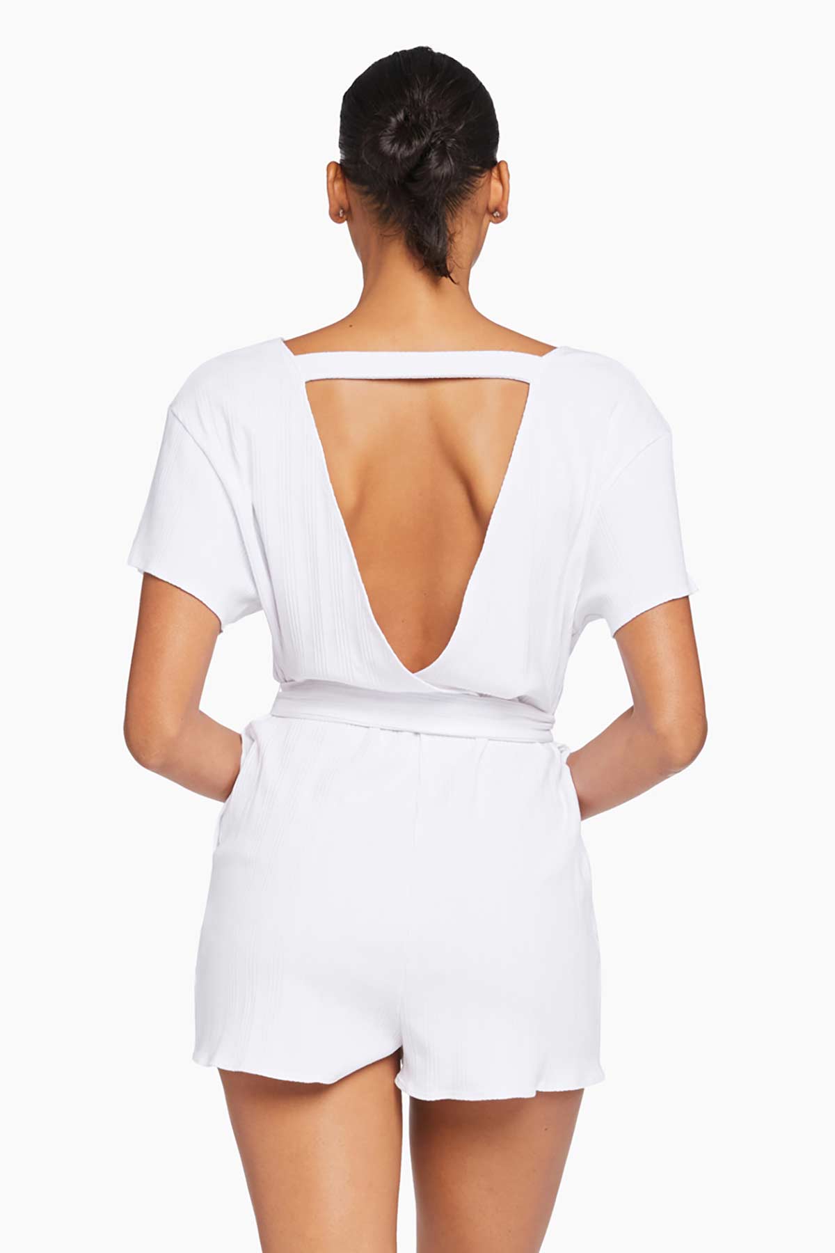 Logan Organic Rib Romper | White Organic Rib