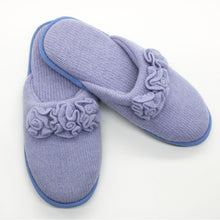 Cashmere Slippers With Flowers Accent | Periwinkle