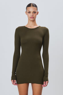 LONG SLEEVE CREWNECK MINI DRESS - ETERNE
