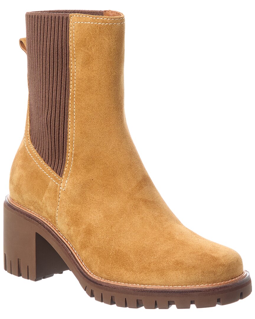 rag & bone | Womens | Corey Mid-Heel Suede Chelsea Boot | Brown