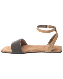 Brunello Cucinelli | Womens | Suede Sandal | Brown