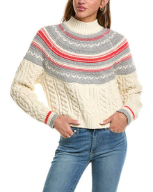 525 America | Womens | Cable Wool-Blend Pullover | Blue