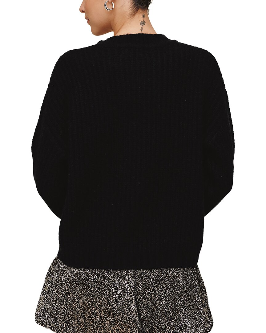 Bella Dahl | Womens | Button Placket Wool & Cashmere-Blend Sweater | Black